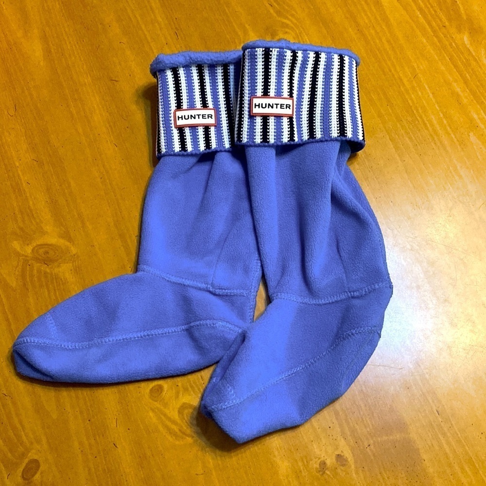 Hunter Blue Striped Cuff Boot Socks